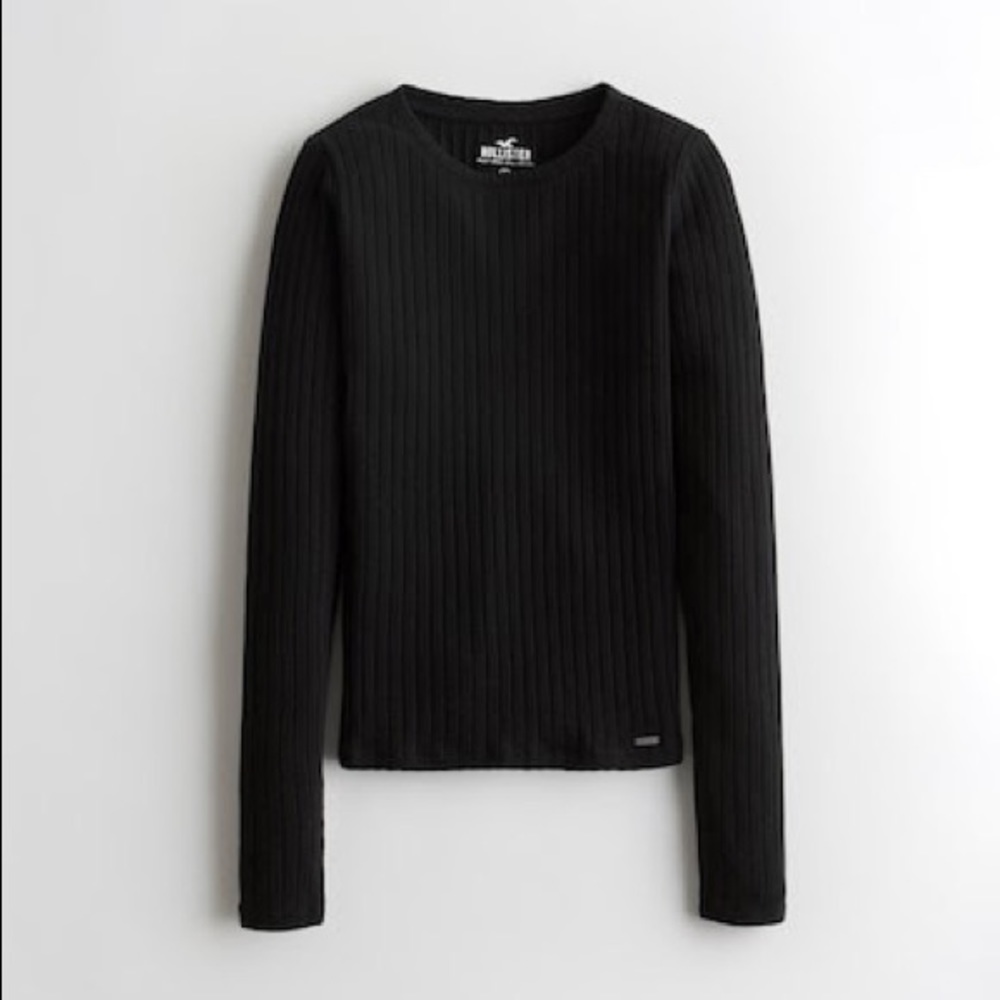 Black ribbed long sleeve top